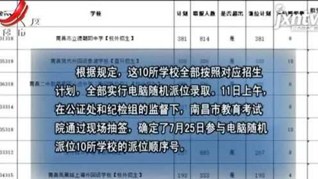 南昌:10所民办初中 报名人数超出对应招生计划