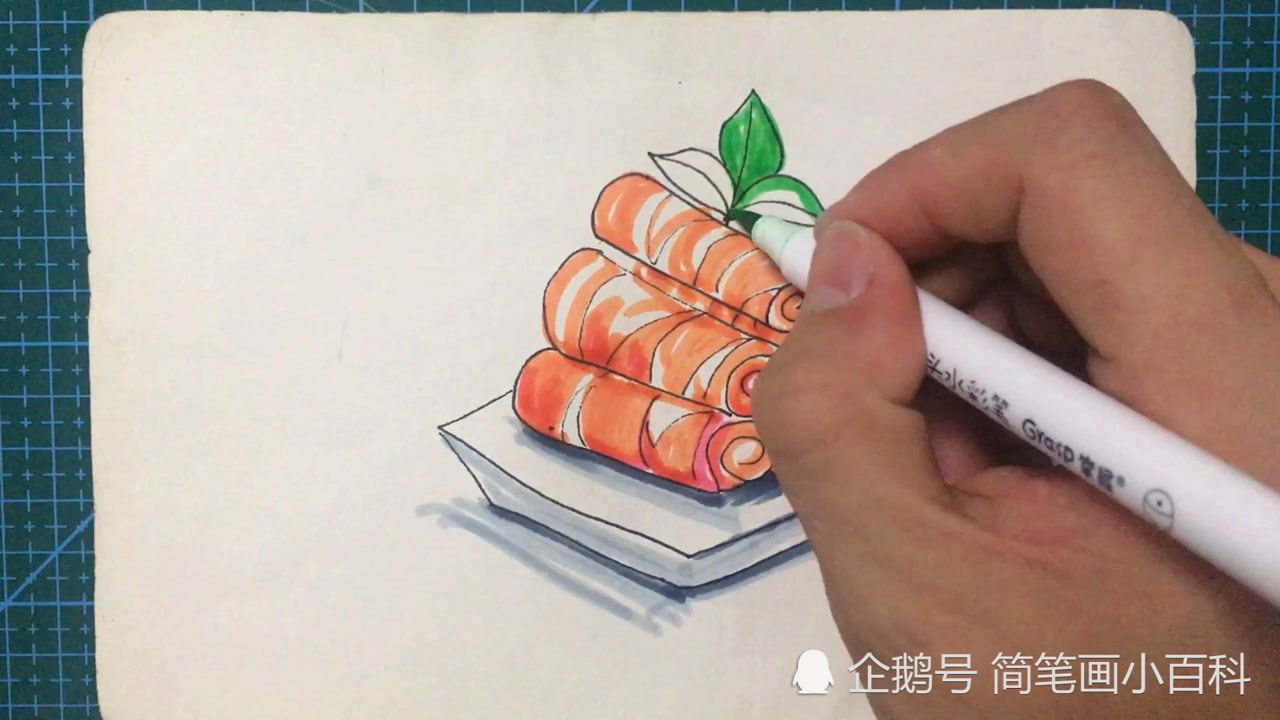 简笔画牛肉卷,羊肉卷的画法,记得收藏哦