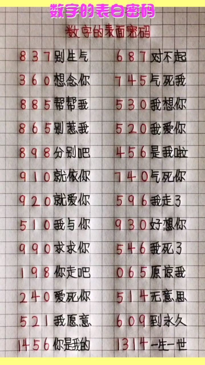 数字表白密码大全集图片