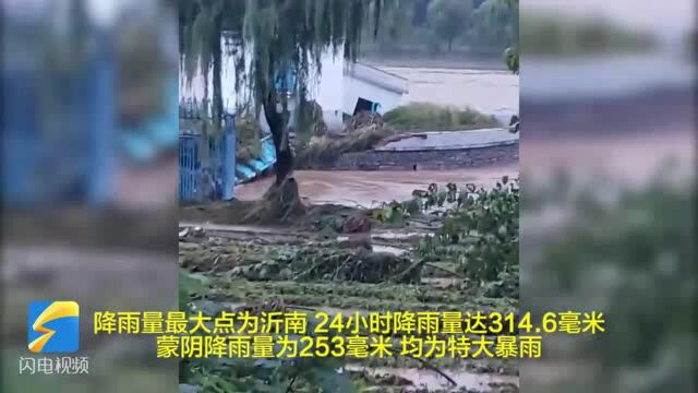 49秒丨大暴雨来袭!临沂蒙阴24小时降雨253毫米,城区多处内涝车辆被淹