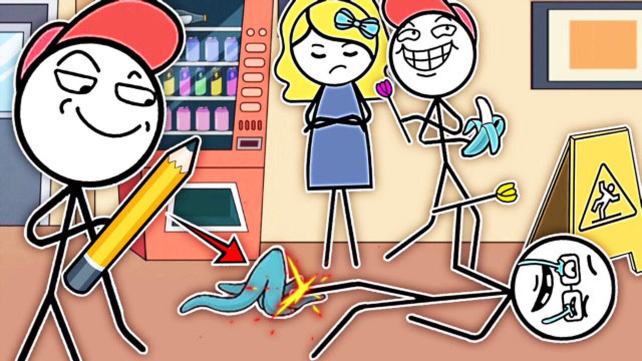 神笔火柴人敢和我抢女神我来画个香蕉皮摔你一跤小熙解说