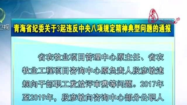 青海省纪委关于3起违反中央八项规定精神典型问题的通报