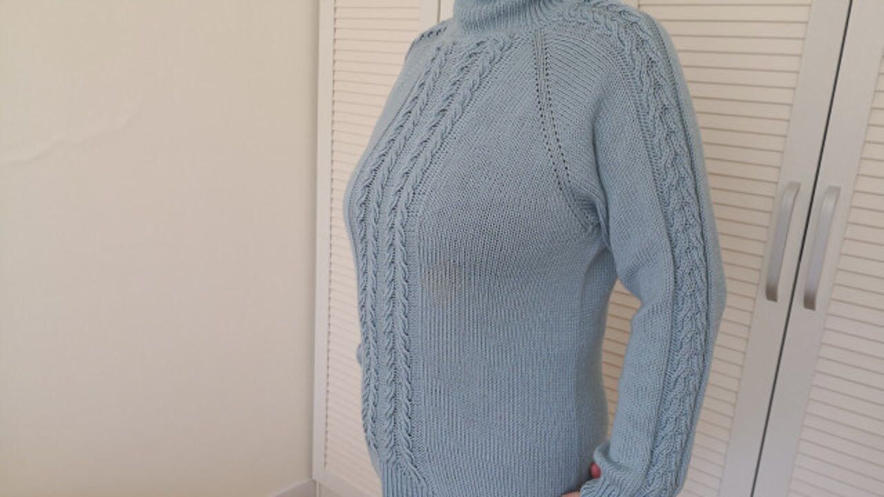 从上往下织毛衣用德式引返法织前后圆弧形下摆