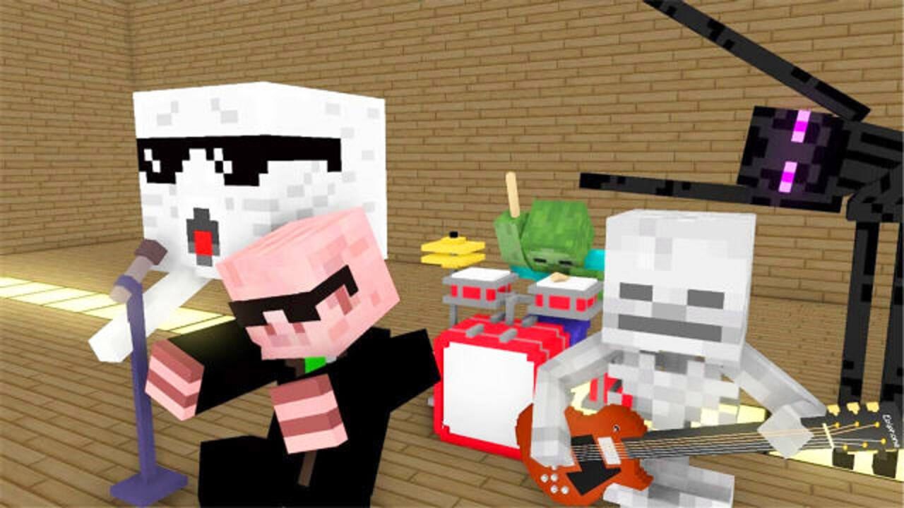Minecraft动画《才艺展示》，him与学生组建动感怪物乐队！_腾讯视频}