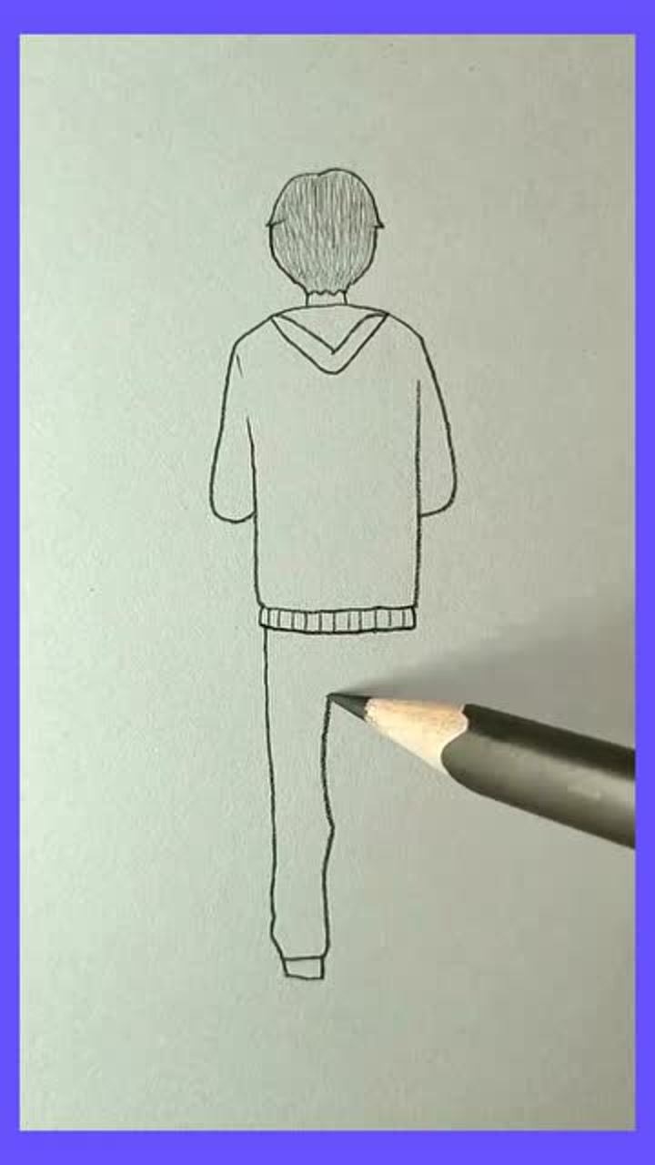 男生背影怎么画铅笔画图片