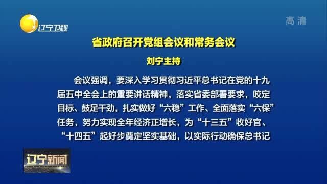 辽宁省政府召开党组会议和常务会议