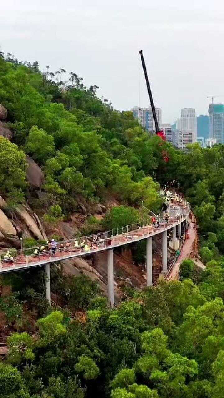 板樟山栈道正在拔地而起致敬建设者