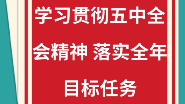 学习贯彻五中全会精神 落实全年目标任务