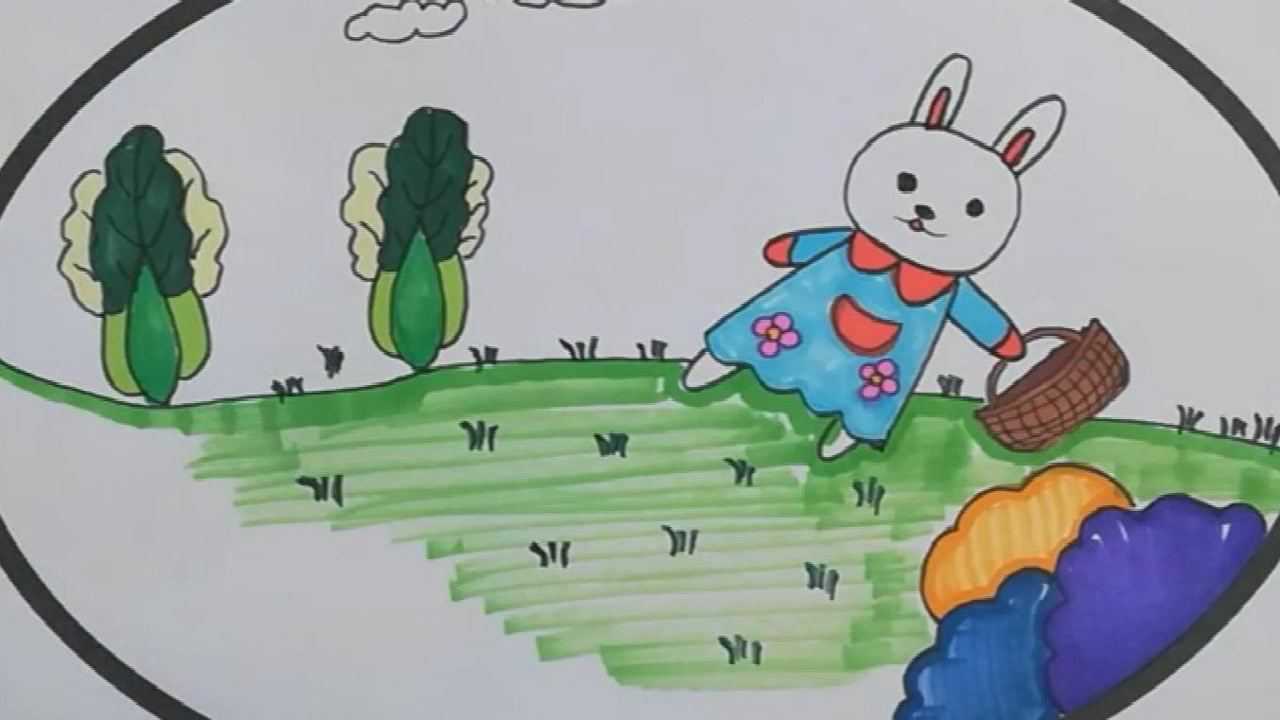 生活窍门# #萌娃# 简笔画,小兔子捡白菜,简单易学.
