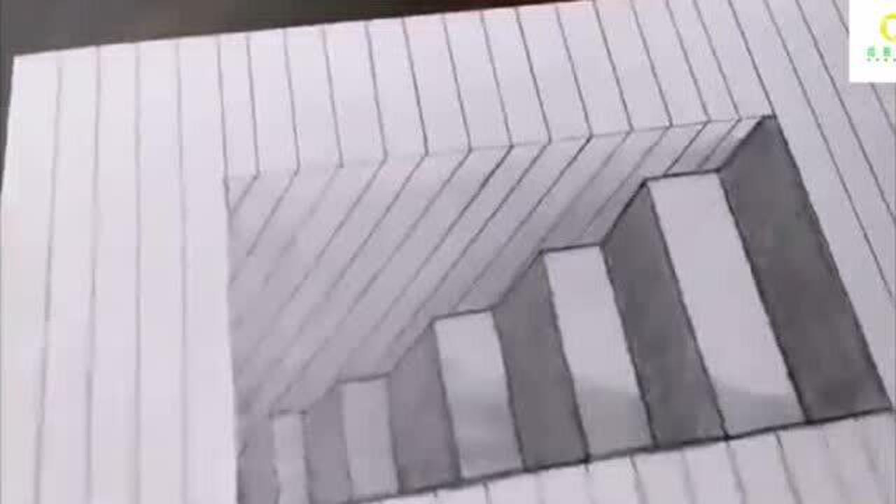 不会画立体画老师教你用立体法画楼梯学会几分钟一幅立体画