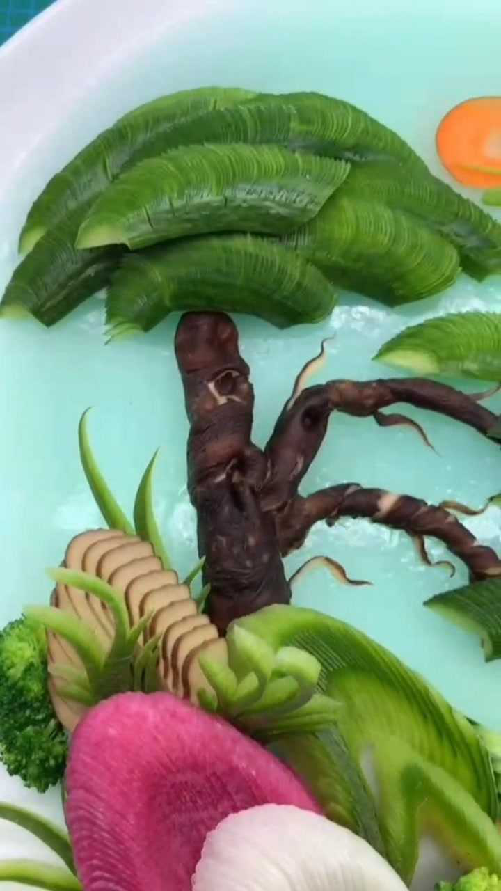 《迎客松》果蔬创意拼盘,唯美食不可辜负!