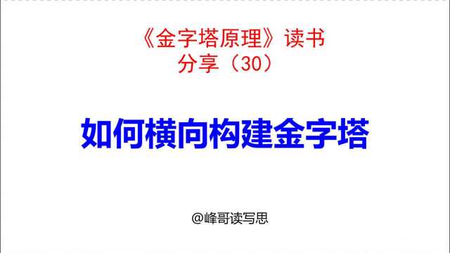 《金字塔原理》读书分享30:如何横向构建金字塔