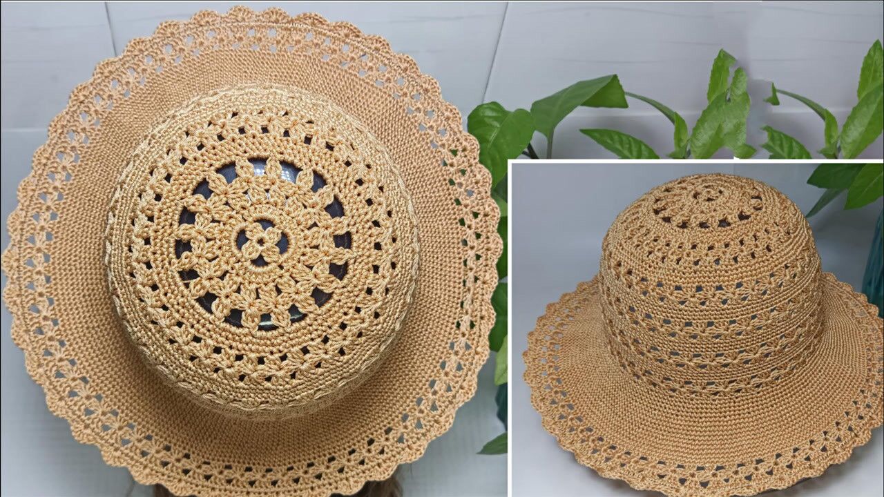 钩针镂空四叶草夏凉帽(下)四叶草镂空帽身与帽檐钩法,轻便凉快