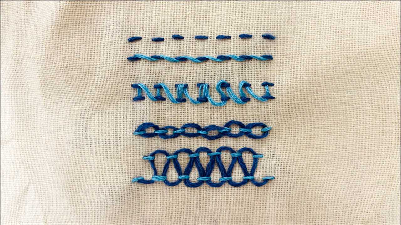 基础针法演示一:平针绣及几种穿线平针绣的延伸