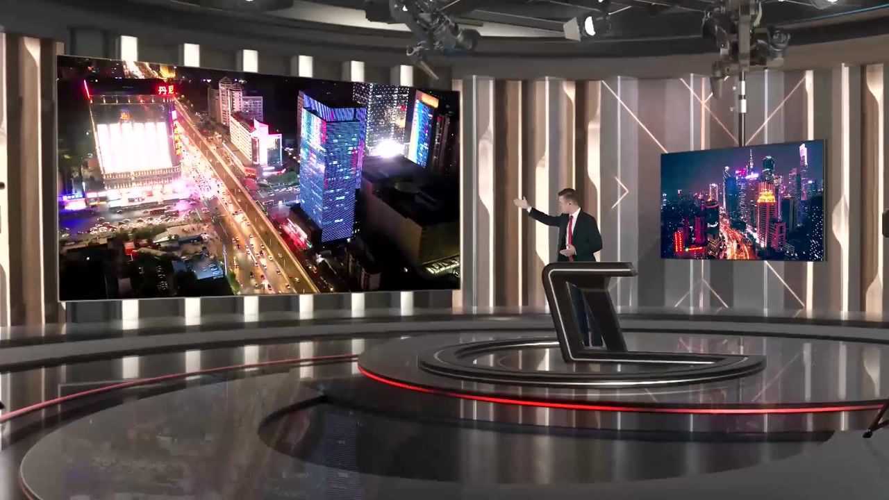 vmix虚拟集教育访谈直播间产品宣传介绍演播室抠像背景2k两种效果