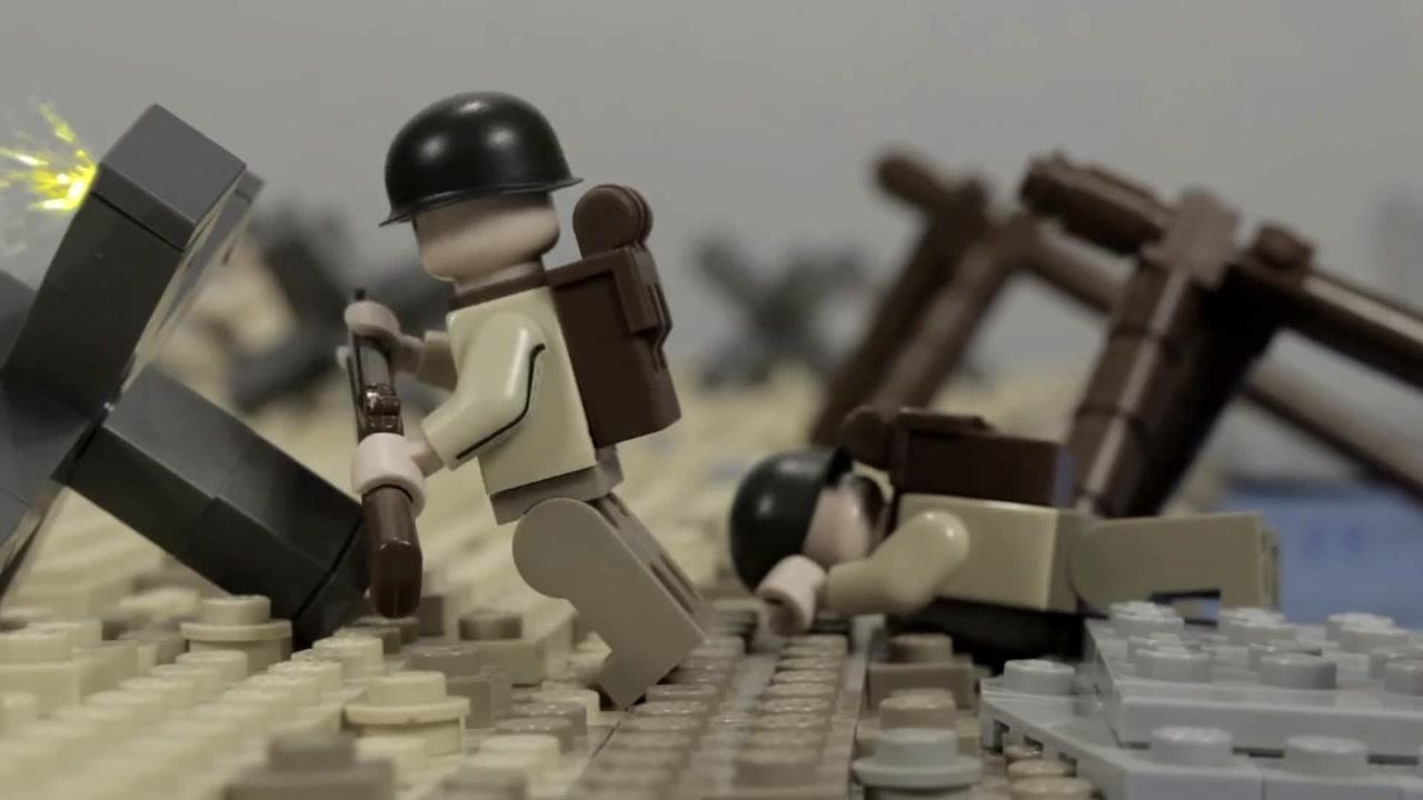 用乐高模型还原二战经典场景诺曼底登陆战役奥马哈海滩