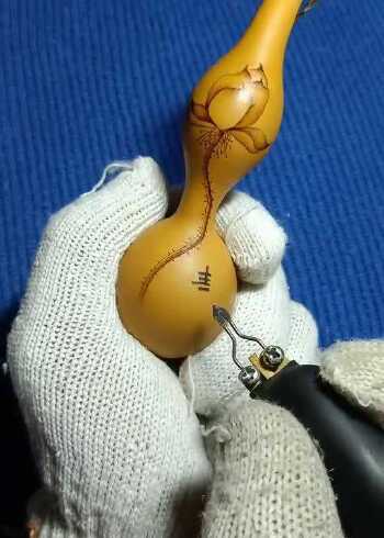 传统文化烙画葫芦,荷花