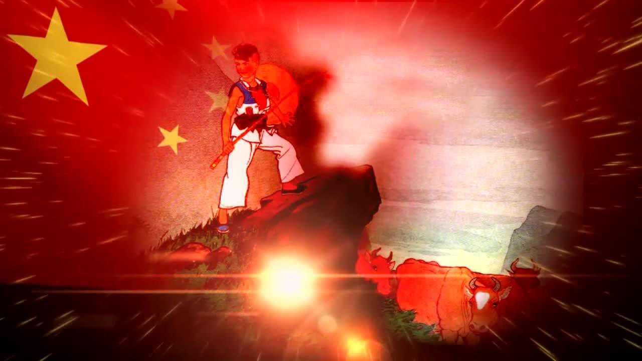 英雄王二小 歌唱王二小放牛郎儿歌抗日情景剧晚会舞台led大屏幕背景