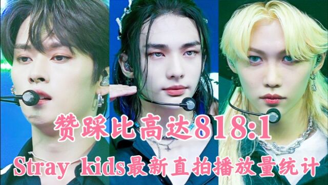 赞踩比厉害坏了!黄铉辰近20万领先!Stray kids回归Thunderous初舞台直拍播放量统计