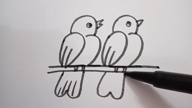 四个2画小鸟怎么画图片