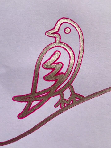 用"乡"字一笔画鸟,一看就会.