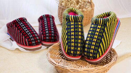 雅馨绣坊毛线棉鞋编织视频 -工字花小蝴蝶花棉拖鞋编织教程