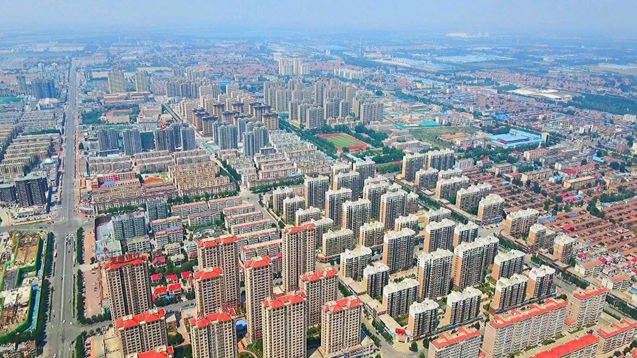 航拍山东省聊城市临清市全景视频