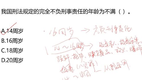 [图]公考常识：我国刑法规定完全不负刑事责任的年龄为不满几岁，16吗