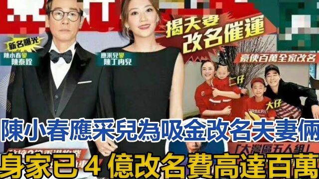 陈小春应采儿为吸金改名,夫妻俩身家已4亿改名费高达百万