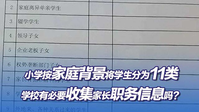 小学按家庭背景将学生分为11类 专家:违背“有教无类”且影响教育公平