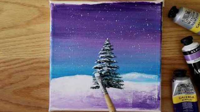 下雪天,画一幅雪夜山水画|简单好学的绘画教程