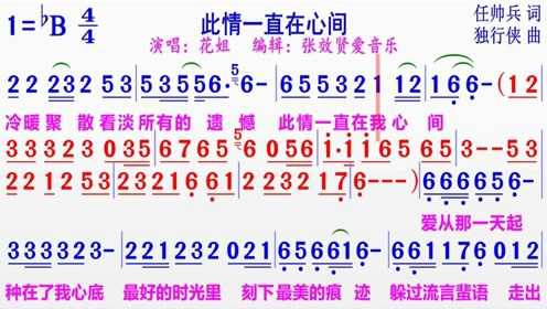 好听歌曲《此情一直在心间》的完整版彩色动态简谱_腾讯视频