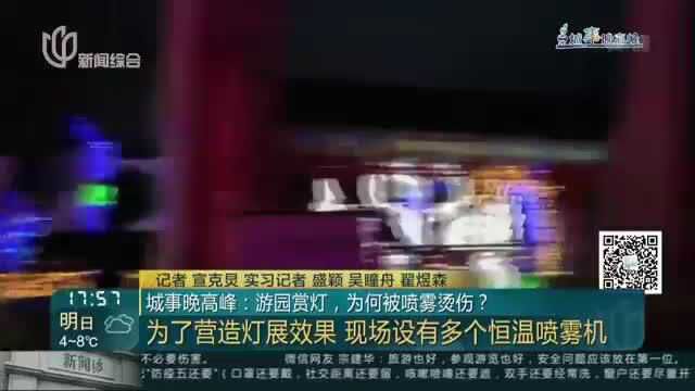 城事晚高峰:游园赏灯,为何被喷雾烫伤?——为了营造灯展效果 现场设有多个恒温喷雾机