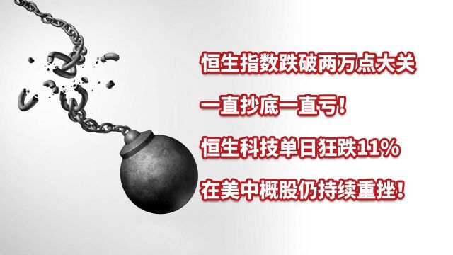 恒生指数跌破两万点大关,恒生科技单日狂跌11%,中概股持续重挫