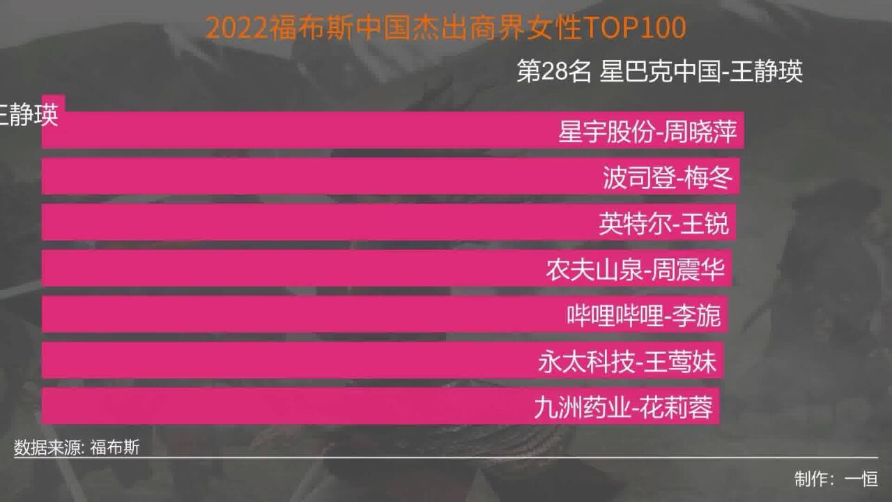 數據可視化,2022年福布斯中國商界女性排行榜top100