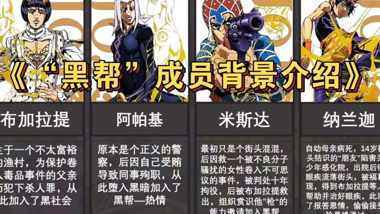 【jojo"热情"成员加入黑帮的原因,背景介绍