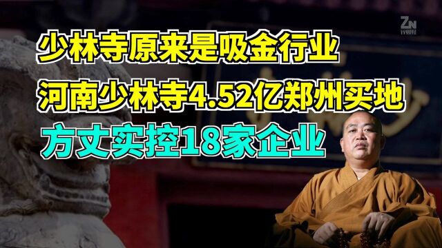 大手笔!河南少林寺4.52亿进军房地产,方丈释永信实控18家企业