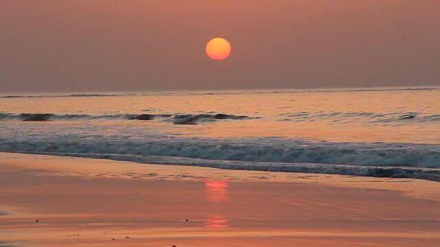 4K高清视频海洋海景海滩夕阳海边黄昏