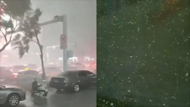 吉林白城12级大风和冰雹天气来袭:电闪雷鸣冰雹砸下 庄稼受灾倒伏