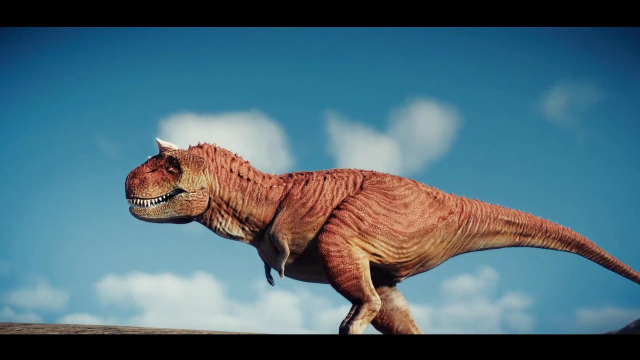 侏罗纪世界:迪士尼食肉牛龙捕猎厚鼻龙,只需一击