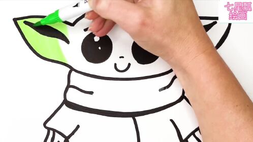 如何简单绘制星球大战尤达大师,儿童亲子简笔画教程