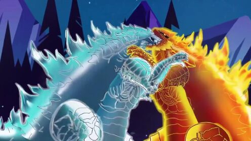 哥斯拉动画系列:三头龙躲避能量攻击