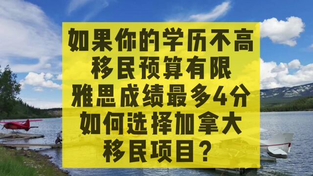 学历不高,预算有限,雅思只有4分,能选择哪些加拿大移民项目?