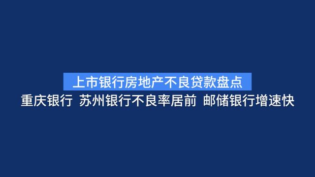 【读财报】上市银行房地产不良贷款盘点 重庆银行、苏州银行不良率居前,邮储银行增速快