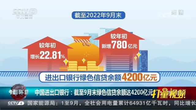 中国进出口银行:截至9月末绿色信贷余额达4200亿元