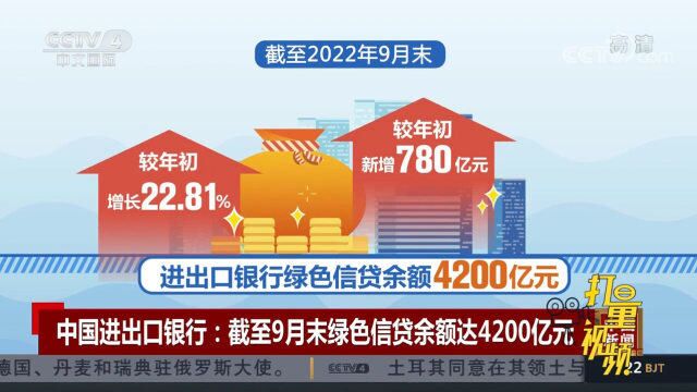 中国进出口银行:截至9月末绿色信贷余额达4200亿元