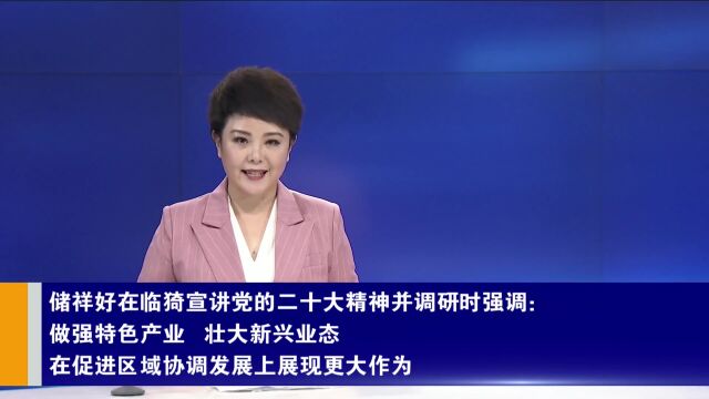 储祥好在临猗宣讲党的二十大精神并调研时强调 做强特色产业 壮大新兴业态 在促进区域协调发展上展现更大作为