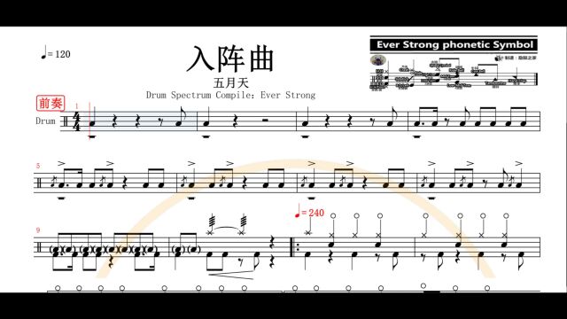 【入阵曲鼓谱】五月天架子鼓谱高清动态鼓谱