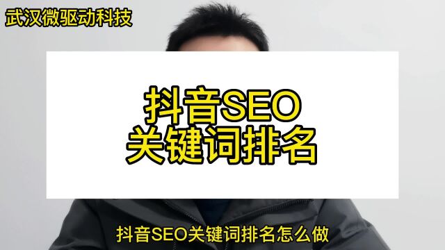 抖音seo关键词优化排名