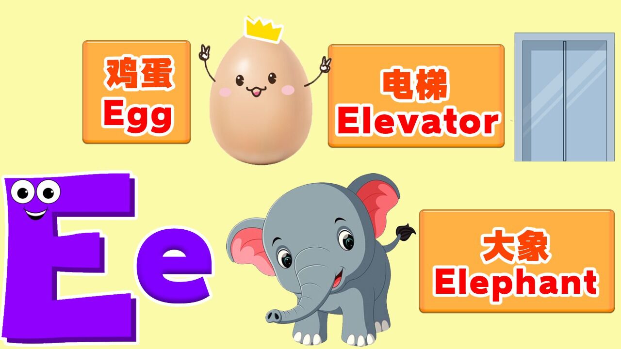 亲子早教启蒙动画,教小朋友学习字母e的单词